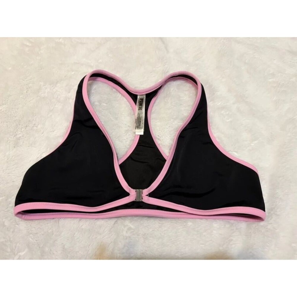 PINK Victoria’s Secret Black & Pink Bikini Top